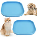 Fhiny 2PCS Silicone Cat Bowls Set 5.9 x 5.9 in Shallow Dog Dish Whisker Friendly Cat Food Plate for Dry & Wet Food Dishwasher Safe Non-Slip Pet Feeding Bowls for Kittens and Puppies (Blue) - color: Blue
