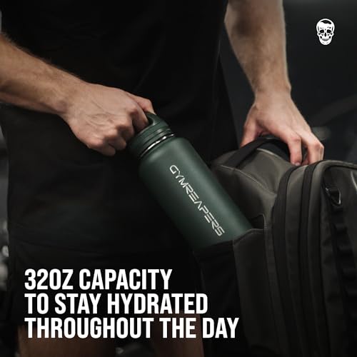 Gymreapers Insulated Water Bottle with Straw - 32 OZ Stainless Steel Water Bottles - BPA Free Metal Double Wall Vacuum Cold Hot Leakfree Flask Jug For Travel, Sports, Gym, School & Workout - color: White