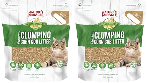 Nature’s Miracle Premium Clumping Corn Cob Litter, 10 Pounds, Made with Real Corn Cob for Fast-Clumping Litter for Multi-Cat Households (Pack of 2) - size: 10 lb (Pack of 2)