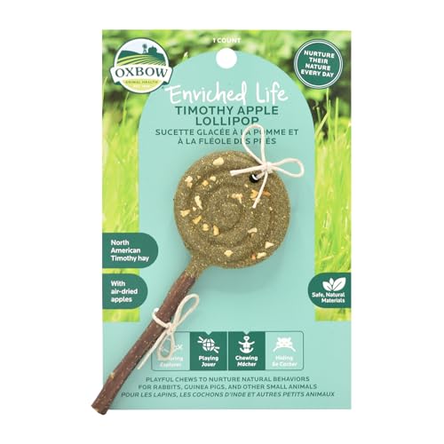 Oxbow Timothy Hay Lollipop, Rabbit & Guinea Pig Chew Toy, Apple Flavor | Oxbow Enriched Life, Rabbit Chew Toys, Timothy Hay, Guinea Pig Enrichment, Guinea Pig Chew Toys, Rabbit Enrichment - size: 0.96 Ounce (Pack of 1)