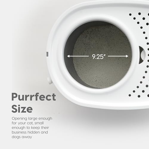 IRIS USA Large Top Entry Cat Litter Box, Hooded Privacy, Gray/White | Multi-Cat Households, Dog Proof Pan, Protected Interior, Enclosed Top Access, Reduced Tracking, Odor Trapping - color: Gray w/ Scoop