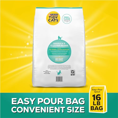 Purina Tidy Cats Clumping Cat Litter Odor Control, Free and Clean Unscented Multi Cat Litter - 16 lb. Bag (Pack of 2) - size: 16 Pound (Pack of 2)
