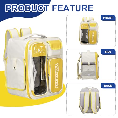 Pet Backpack Carrier, Portable and Ventilated, Oxford Cloth, Dogs Cats and Little Animals Travel Bag 12.99" Up to 16.5 Lbs, (Yellow), Intended for Hiking/Camping/Traveling - color: Yellow