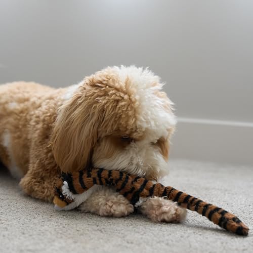 SPOT Skinneeez Jungle Cat 14 Inch Stuffing-Free Plush Squeaky Dog Toy – Soft Interactive Chew Toy for Small and Medium Dogs – Mess-Free Play for Light & Moderate Chewers - style: Mini Jungle Cat