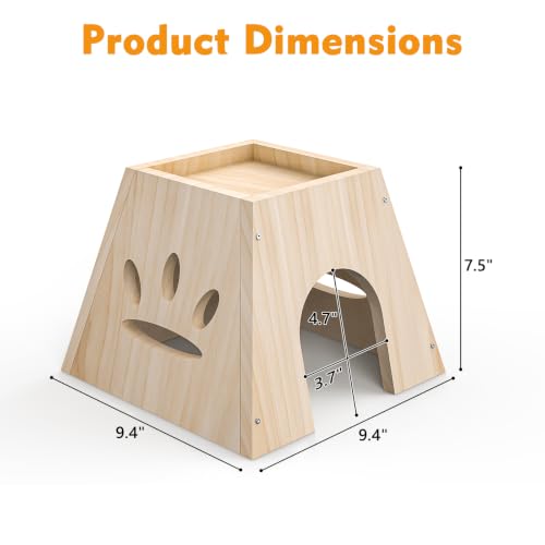 XiaZ Guinea Pig Hideout,Cute Guinea Pig House,Sturdy Small Animal House with Large Front Cave, Side Ventilation Holes, Thick Durable Wood,Habitat Hideout for Dwarf Rabbit, Hamster, Chinchilla - size: style1:7.5 x 9.4 x 9.4 inches