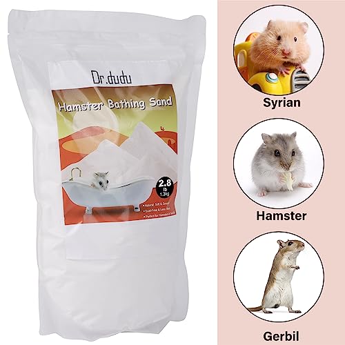 DR.DUDU 2.8lb Hamster Sand for Sand Bath, Hamster Cage Accessories(White) | Dust Free Desert Sand for Gerbil Chinchillas Syrian Mice Small Animals - color: White, size: 2.8lb