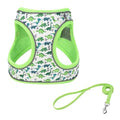 Step in Dog Harness No Pull Dinosaur Adjustable Soft Mesh Harness | Reflective Pet Vest Harness and Leash Set for Small Medium Dogs - color: Green, size: S(neck:10.5"-12",chest:13.5"-16")