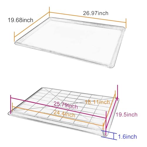 2pcs 26.77"x20.47" Replacement for Dog Crate Plastic Cage Bottom Pan Multi-Purpose Boot Mat Shoe Tray Indoor Outdoor Waterproof, Dog and Cat Rabbit Food Bowls Floor Liners - size: 2Pcs 26.8"x20.6"