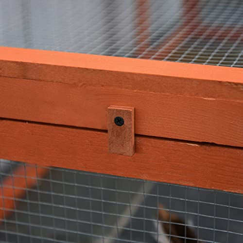 PawHut Large Wooden Rabbit Hutch Bunny Hutch Small Animal Habitat Enclosure Outdoor Run and Lockable Doors, Natural - color: Natural