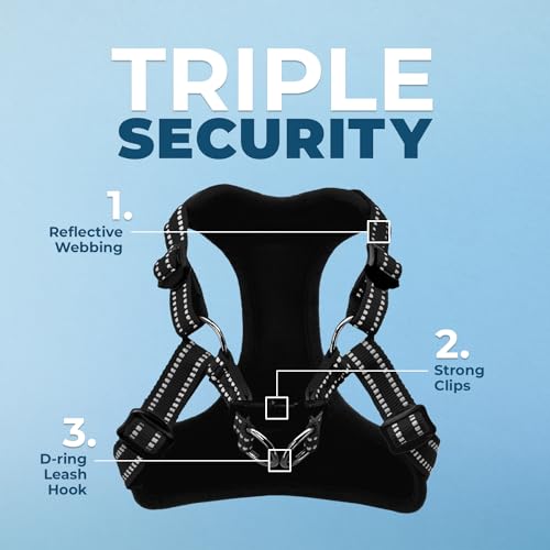 Voyager Step-in Flex Adjustable Dog Harness - Black, Small | 15 - 18" in Chest, Fully Adjustable, Reflective Bands, All Weather Breathable Air Mesh, Lightweight, Fast Drying - color: Harness (Black), size: S