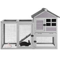 GUTINNEEN Rabbit Hutch Chicken Coop Expandable Indoor Bunny Cage Outdoor Guinea Pig Cage with Run 51.6" L - color: Grey