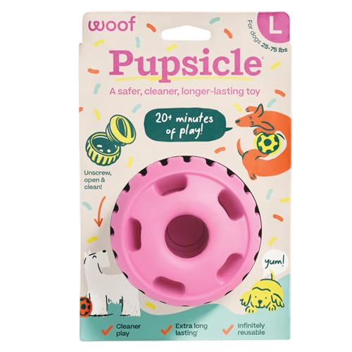 WOOF Pupsicle Interactive Dog Ball Toy for Dogs Large 25-75 lbs - Pink | Long-lasting enrichment toy for medium/large dogs, easy-fill design, low-mess play, made of natural rubber, easy to clean - color: Pink, size: Large