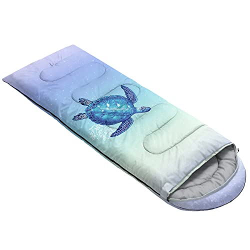 QOOMO Camping Sleeping Bags,3 Season Warm & Cool Weather,Lightweight,Waterproof Sleeping Bags for Adults & Kids,Traveling,and Outdoors,Camping Gear Equipment - color: Turtle 9