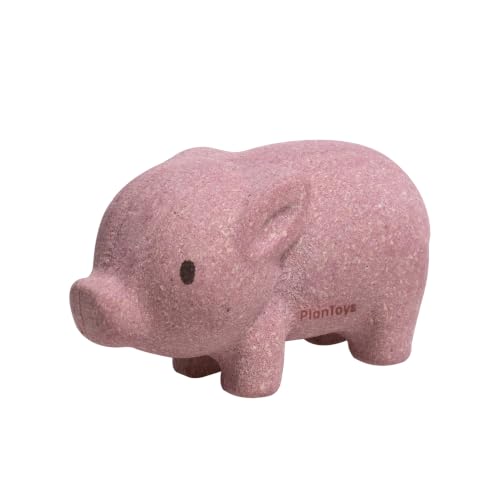 PlanToys® Wooden Pig Montessori Kids Farm Animal Figurine Creative Play Toy | pig wooden figurine, montessori imaginative play, language development social interaction coordination, animal figure, kids t - color: Pig