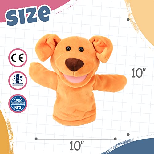 Easfan Puppy Hand Puppet with Movable Mouth Plush Dog Toy Gifts for Kids | Role play preschool teaching, cute dog stuffed animal, creativity imagination, Easter Christmas birthday holiday gift - style: Dog-Yellow