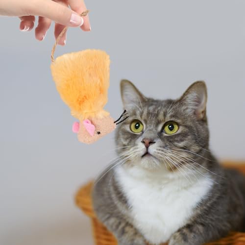 Ipetboom Refillable Catnip Cat Toys, 3pcs Cat Chewing Toys Cartoon Mouse Shaped Pet Plush Cartoon Doll for Kittens Teething and Playtime Fun