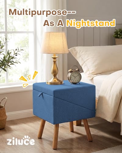 Dog Ramp for Bed & Couch, Dog Stairs 21.06 inches High for Large/Medium/Small Doggie, Foldable 2 in 1 Wooden Pet Steps for Puppy Older and Injured Dogs, Split Ottoman Design, No-Slip Surface - size: 21.06" H-Blue