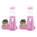 Wontee 3 in 1 Hamster Water Bottle Small Pet Automatic Water Dispenser with Food Container Base Hideout for Dwarf Hamster Mice Gerbils, 2 Pack (Pink, 125ML) - color: Pink, size: 125ML