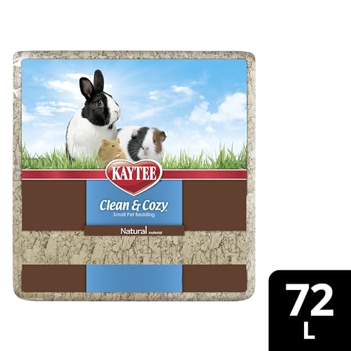 Kaytee Clean & Cozy Natural Paper Bedding, 72 Liter | Keeps habitats fresh. Small animal bedding for rabbits, guinea pigs, hamsters. Hamster bedding odor control, 99% dust-free - size: 72 Liter