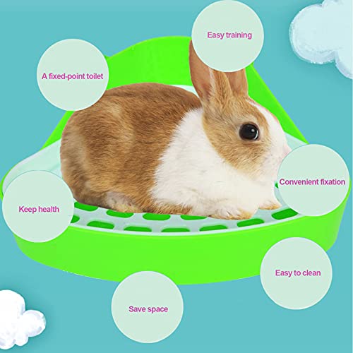 kathson Triangle Potty Trainer Corner Bunny Toilet Guinea Pig Litter Bedding Plastic Box Pet Pan for Rabbit Chinchilla Hamster Ferret Small Animal (Green) - color: Green
