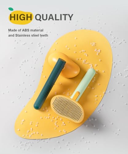 Cat Brush for Shedding, Mango Cat Brushes with Gentle Bristles and Release Button, Gentle Self Cleaning Pet Brush for Indoor Cats and Dogs Daily Grooming Tool During Shedding Season - color: Light Mango