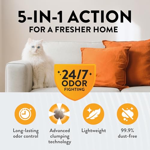 ARM & HAMMER HardBall Lightweight 5-in-1 Clumping Cat Litter, 24/7 Odor Control, Long-Lasting Non-Clay & 99.9% Dust-Free Multi-Cat Formula, Garden Bloom Scent, 8.5 Lbs - size: 8.5 LBs