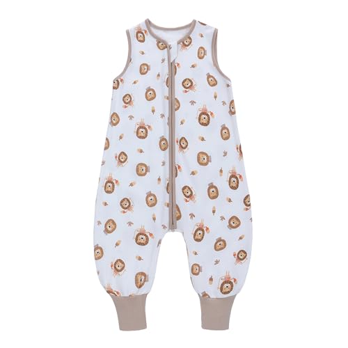 Miracle Baby Sleep Sack with Feet, 0.5 TOG 100% Cotton Wearable Blanket with Legs, Sleeveless Sleeping Bag for Babies(2 Pack) - color: Lion + Deer, size: S (6-18 Months)