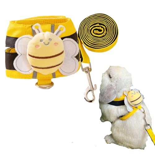 Rabbit Harness and Leash - Adjustable Bunny Harness Escape Proof for Walking Runnig Hiking Camping Outdoor,Cute Small Animal Harness Leash Set (Large) - size: Large