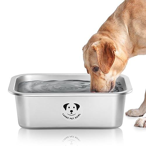 Stainless Steel Dog Bowls for Large Dogs, High Capacity Metal Dog Food Bowls, Food and Water Bowl for Large, X-Large, and Big Dogs 2.65 Gallons - size: 2.25 gallons