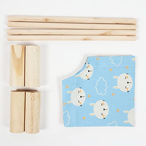 Patas Lague Cat Hammock Bed Small Eleveted Dog Bed 19x19 in Rabbits | Brethable Wooden Pet Bed, Cooling Rabbit Cot, Outdoor Cat Furniture For Summer - color: Rabbit