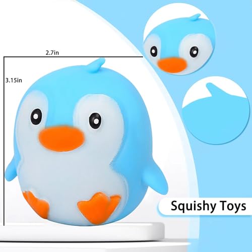 Penguin Squishy Toys Animal Stress Balls for Adults, Dough Squeeze Ball, Fidget Toys, Squishy Ball for Boys, Girls Gifts - Squeeze Toys for Kids Party Favors and Decorations, Ideal for Autism, ADHD - style: Penguin