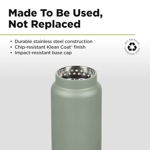 Klean Kanteen TKWide Insulated Bottle – Twist Cap, Steel Straw – Travel/Sports – Sea Spray 32 oz - color: Sea Spray