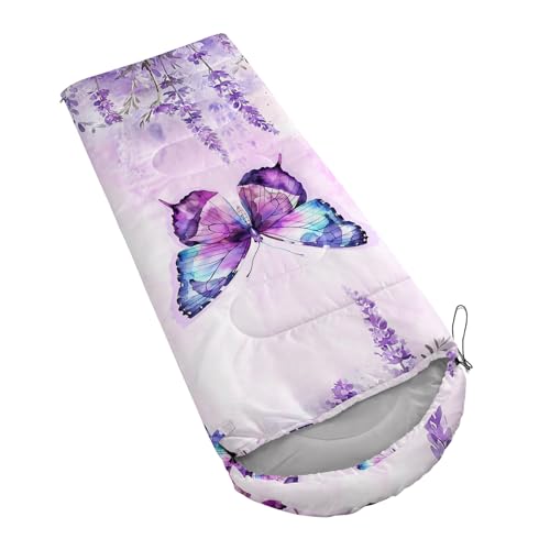 HOSIMA Dear Hunting Pattern Cold Weather Sleeping Bags for Kids Adults. | Black Light Weight Waterproof Sleeping Bags for Outdoors Hiking - color: Purple-d