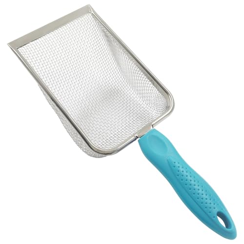 Murtenze Stainless Steel Cat Litter Scoop, Non-Stick Coated Metal Fine Sand Litter Scoop, Mesh Shovel for Reptile Kitten Pooper (Blue, 2mm mesh) - color: Blue
