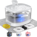 Veken 85oz/2.5L Cat Water Fountain with Detachable Tank for Cat, Dog, White | Easy to Clean & Assemble, Pet Drinking Dispenser with Quiet Operation & LED Light, Small Pets - color: White
