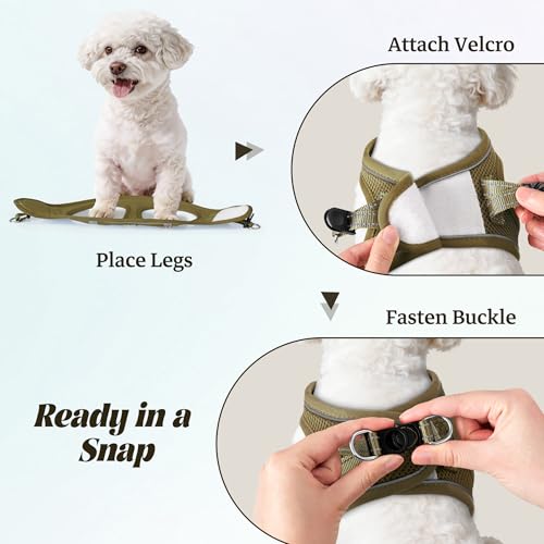 No Pull Dog Puppy Harness and Leash Set Reflective Mesh Vest Small - color: Army green, size: Small (Pack of 1)