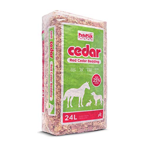 PETSPICK Red Cedar Pet Bedding for Dogs, Horses, Stalls and Kennels, 24 L | Red cedar bedding provides a natural layer for dogs, horses, stalls, kennels and animal areas; 24 L package. - size: 24L