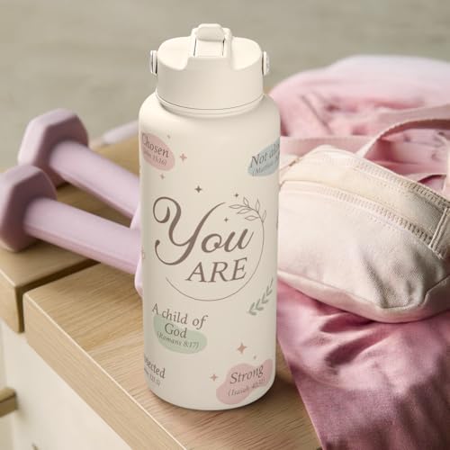 Christian Water Bottle 32oz Stainless Steel Insulated with Lid, Inspiration Gifts for Women, Religious Gifts for Mom Friends Ladies Sisters on Birthday Mother's Day Christmas - color: Christian 1