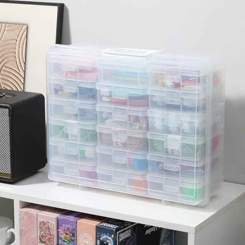 Plastic Storage Box with 18 Small Boxes Large Storage Box (18 Pack-Clear) | Multifunctional Design,Stackable,See Through,Versatile Organization,Space-Saving,Durable,Dust Protection,Clear - color: 18 Pack Small -Clear