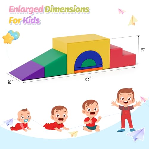 MU ‌Soft Climbing Toys for Toddlers, 7-Piece Baby Soft Foam Climbing Blocks, PU Leather Gym Climb and Crawl Activity Play Set, Indoor Climbing Toys for Kids and Children, Classic - color: Classic