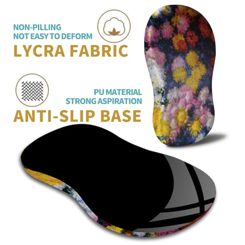 Hokafenle Ergonomic Mouse Pad Wrist Support with Massage Design, Wrist Rest Pain Relief Mousepad with Memory Foam&Non-Slip PU Base, Mouse Pads for Wireless Mouse & Desk(12x8 inch,Monet Chrysanthemum) - color: HK032-Monet Chrysanthemum