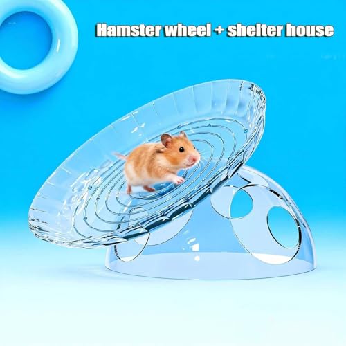 Hamster Wheel, 7 Inch Silent Exercise Running Wheel with Escape Holes, Quiet Spinner Toy for Guinea Pigs, Sugar Gliders, Gerbils (Transparency) - color: Transparency