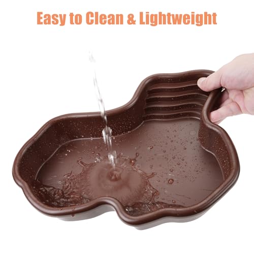 Petmolico Large Reptile Water Dish Non-Slip Bottom Habitat Accessories | For Turtle, Tortoise, Lizard, Gecko, Snake & Bearded Dragon