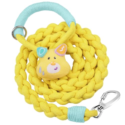 4FT Heavy Duty Braided Rope Dog Leash, Soft Cotton Design with Locking Clip for Medium & Large Dogs – Ideal for Walking & Training (Little Dog) - color: Little Elk