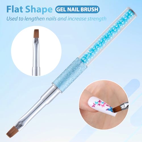 3Pcs Nail Art Clean Up Brushes Nail Brushes Cleaning Polish Mistakes | Cleaning Polish Mistakes on the Cuticles Acetone Resistant Nail Brush Fingernail Cleaning Brushes for Nail Art and Designs - color: Pearl Blue