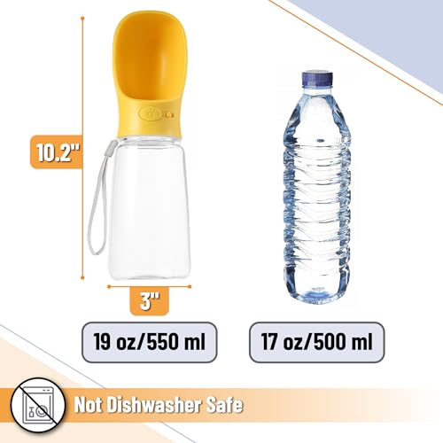 Mr. Pen- Portable Dog Water Bottle, 19 oz, Large | Leak Proof Puppy Water Dispenser with Drinking Feeder for Pets, Outdoor Walking, Hiking, Travel, Not Dishwasher Safe - color: Yellow