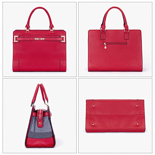 Fashion Pet Carrier Dog Cat Carrier Purse Soft-Sided Leather Handbag Pet Tote Bag for Small Dogs Puppy and Cats TSA Airline Approved (Red) - color: Red