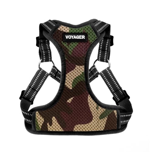 Voyager Step-in Flex Adjustable Dog Harness - Army, X-Small | 13 - 16" in Chest, Fully Adjustable, Reflective Bands, All Weather Breathable Air Mesh, Lightweight, Fast Drying - color: Harness (Army/Black Trim), size: XS