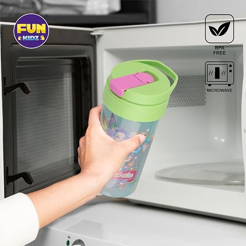 17oz Fairy Kids Water Bottle, Toddler Spout Cover and Carry Handle Design Lid Leak Proof BPA free Cup for Girls Ages 3+ Dishwasher Safe for Sports School Travel Made of Plastic with Silicon Straw