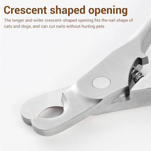 Cat Nail Clipper, Stainless Steels Pet Nail Cutters with Crescent-Shaped Cutter Avoid Overcutting for Dogs Cats Rabbits